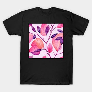 Pastel watercolor leaves pattern T-Shirt